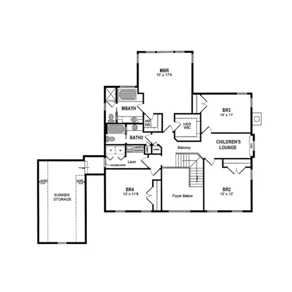 Colonial House Plan Second Floor - Clawson Georgian Colonial Home 034D-0075 - Search House Plans and More