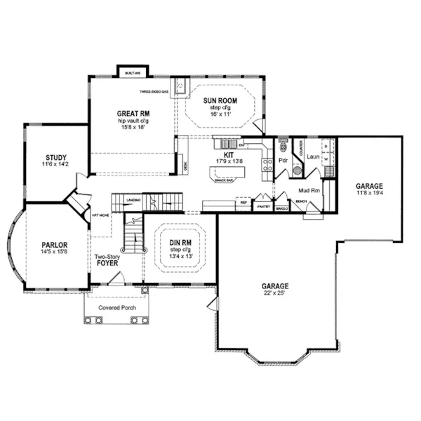 Southern House Plan First Floor - Corrigan Luxury Traditional Home 034D-0076 - Search House Plans and More