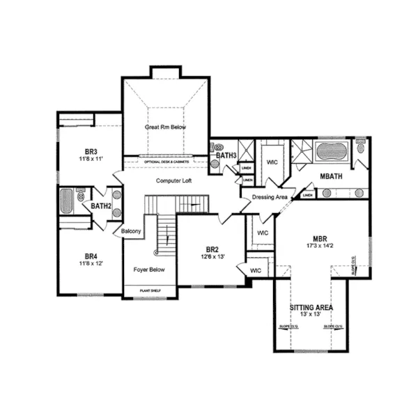 Southern House Plan Second Floor - Corrigan Luxury Traditional Home 034D-0076 - Search House Plans and More