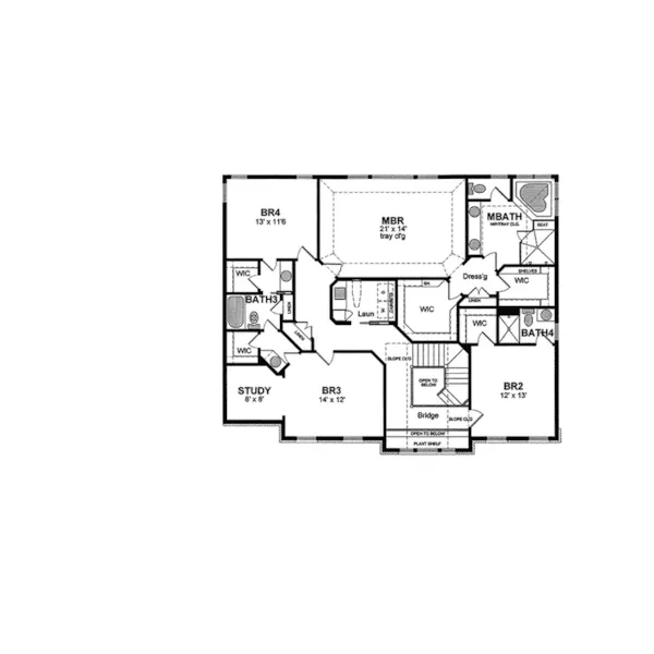 Country House Plan Second Floor - Castelle Traditional Home 034D-0077 - Search House Plans and More