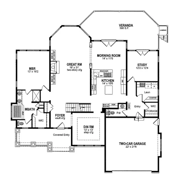 Neoclassical House Plan First Floor - Muldoon Traditional Home 034D-0079 - Shop House Plans and More