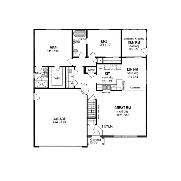 Ranch House Plan First Floor - Garwood Hollow Ranch Home 034D-0083 - Search House Plans and More