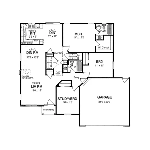 Ranch House Plan First Floor - Pearcrest Traditional Ranch Home 034D-0084 - Shop House Plans and More