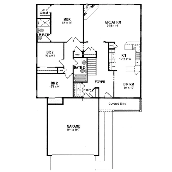 Ranch House Plan First Floor - Garmin Ranch Home 034D-0085 - Search House Plans and More