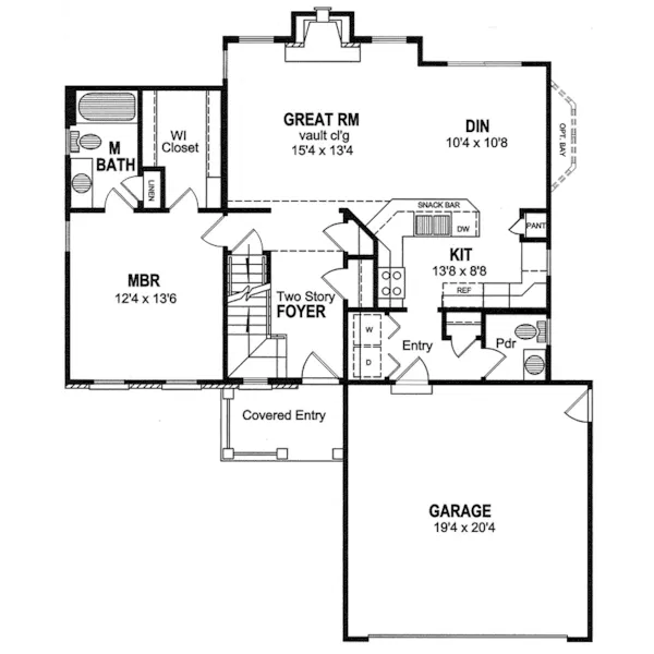 Cape Cod & New England House Plan First Floor - Brookshire Bay Ranch Home 034D-0086 - Search House Plans and More