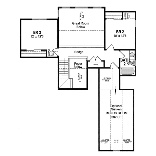 Cape Cod & New England House Plan Second Floor - Brookshire Bay Ranch Home 034D-0086 - Search House Plans and More