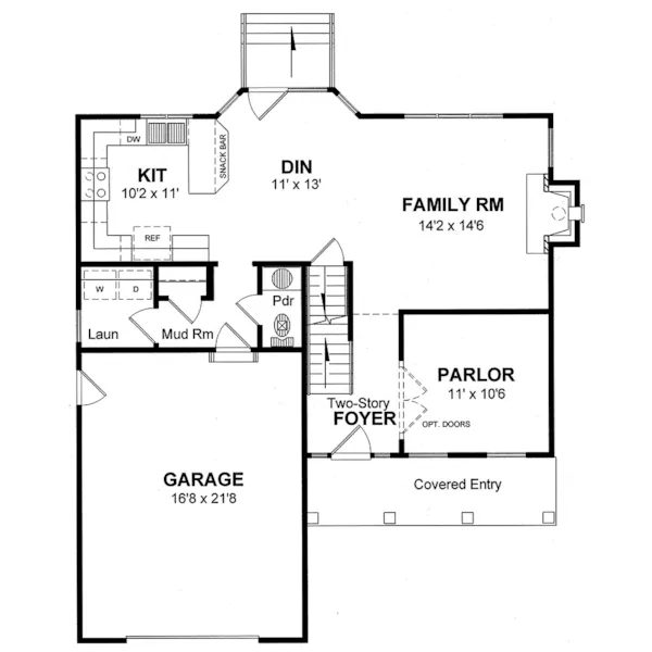 Traditional House Plan First Floor - Dobbin Country Home 034D-0089 - Search House Plans and More