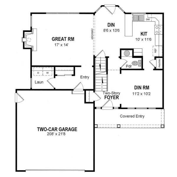 Traditional House Plan First Floor - Matagorda Traditional Home 034D-0092 - Shop House Plans and More