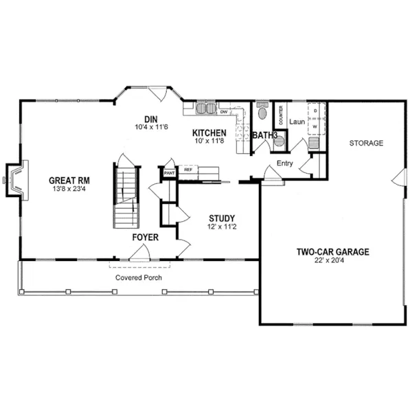 Traditional House Plan First Floor - Amasela Traditional Home 034D-0097 - Search House Plans and More