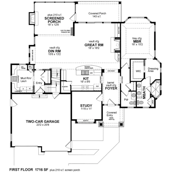 Cabin & Cottage House Plan First Floor - Dabney Grove Cottage Home 034D-0102 - Search House Plans and More