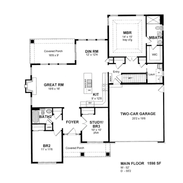 Craftsman House Plan First Floor - Jobson Cove Craftsman Home 034D-0104 - Search House Plans and More