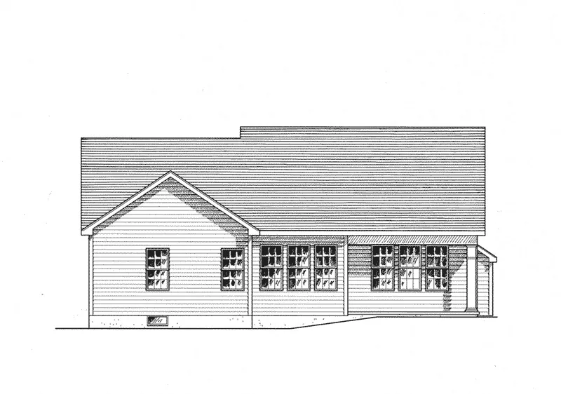 Ranch House Plan Rear Elevation - Parson Bend Ranch Home 034D-0105 - Shop House Plans and More
