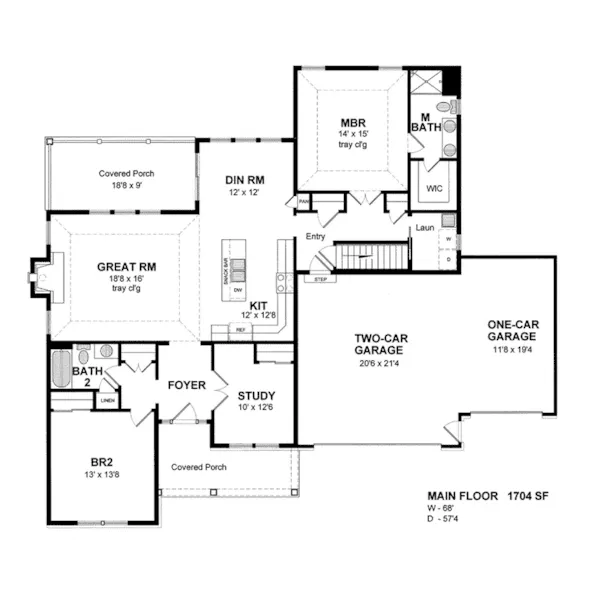 Ranch House Plan First Floor - Sable Circle Ranch Home 034D-0106 - Shop House Plans and More