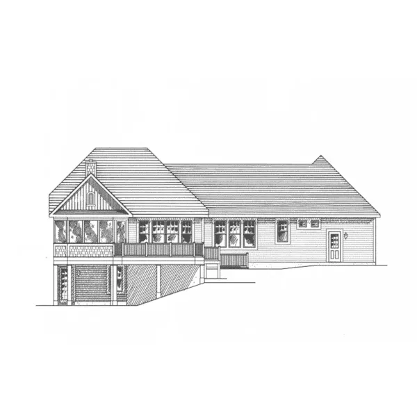 Ranch House Plan Rear Elevation - Hedge Grove Ranch Home 034D-0107 - Search House Plans and More