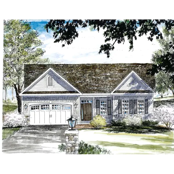 Cape Cod & New England House Plan Front of Home - Clements Lake Ranch Home 034D-0108 - Search House Plans and More