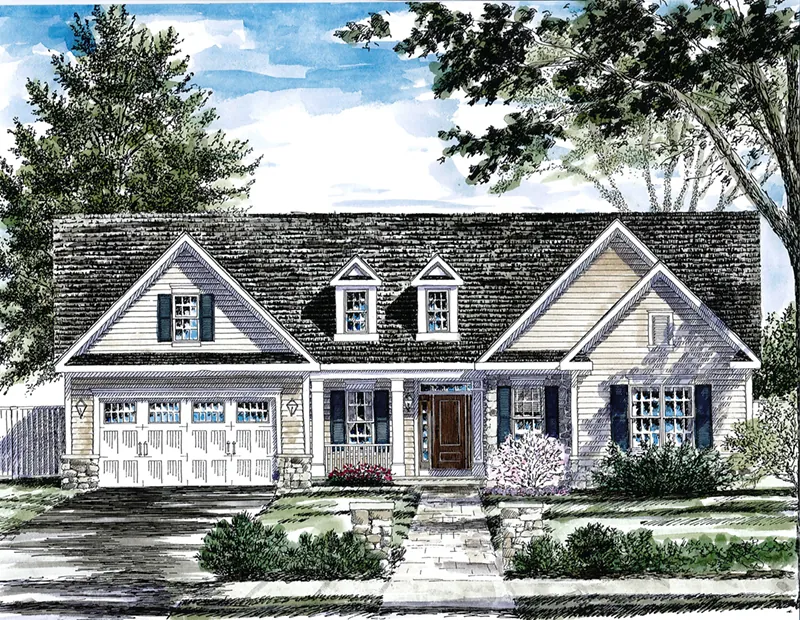 Traditional House Plan Front of Home - Becky Valley Ranch Home 034D-0109 - Search House Plans and More