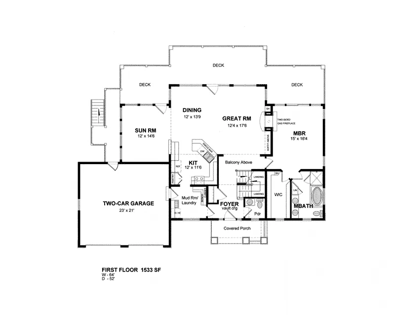 Cabin & Cottage House Plan First Floor - Avon Downs Neoclassical Home 034D-0110 - Search House Plans and More