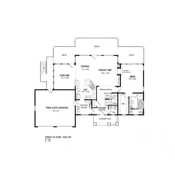 Cape Cod & New England House Plan First Floor - Avon Downs Neoclassical Home 034D-0110 - Search House Plans and More