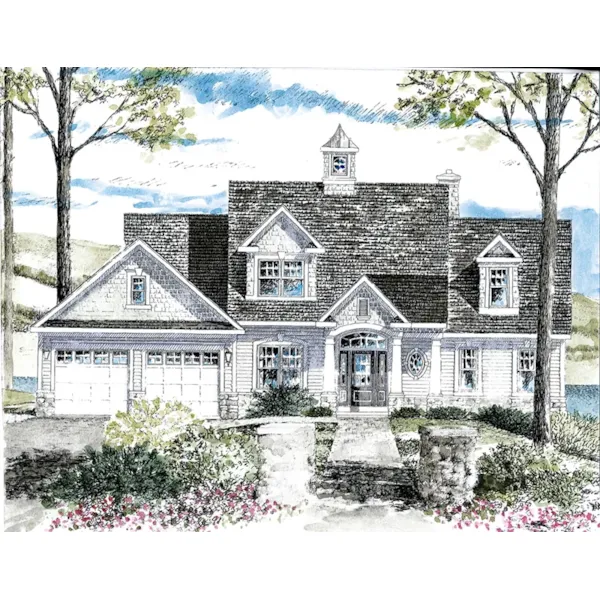 Cape Cod & New England House Plan Front of Home - Avon Downs Neoclassical Home 034D-0110 - Search House Plans and More