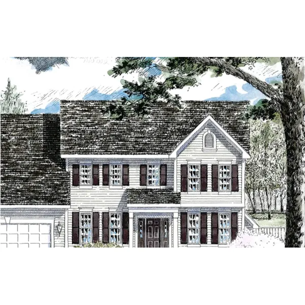 Colonial House Plan Front of Home - Bartley Bend Traditional Home 034D-0111 - Search House Plans and More