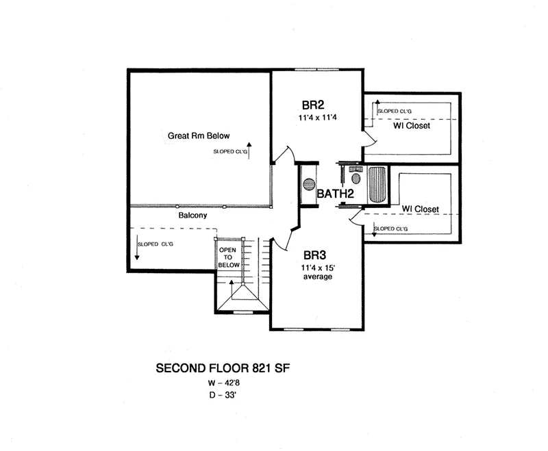 Colonial House Plan Second Floor - Douglas Bluff Traditional Home 034D-0112 - Search House Plans and More