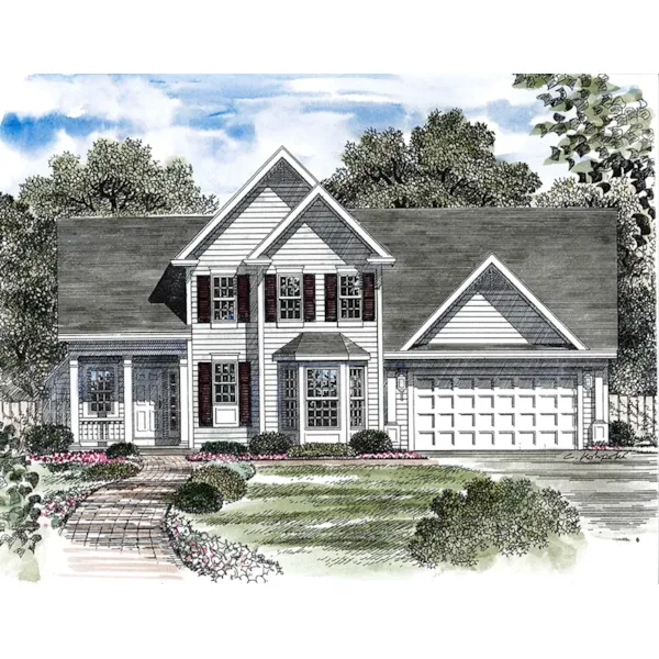 Colonial House Plan Front of Home - Douglas Bluff Traditional Home 034D-0112 - Search House Plans and More