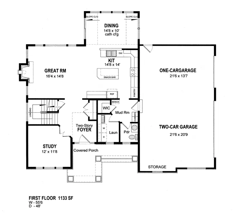 Cabin & Cottage House Plan First Floor - Ewing Hill Traditional Home 034D-0113 - Search House Plans and More