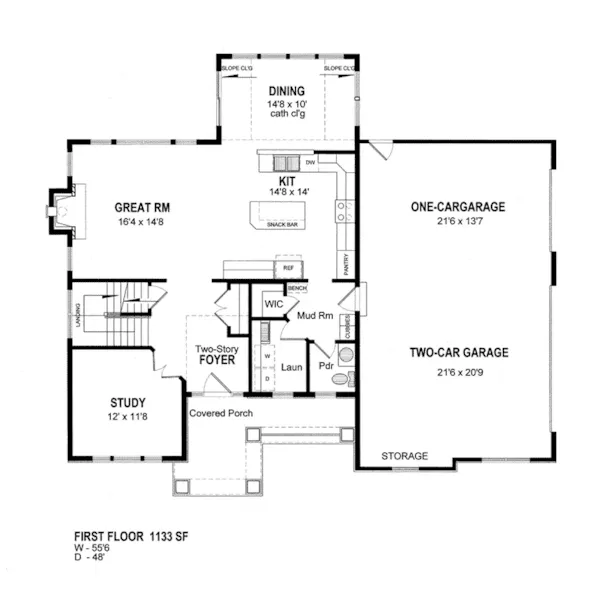 Cabin & Cottage House Plan First Floor - Ewing Hill Traditional Home 034D-0113 - Search House Plans and More