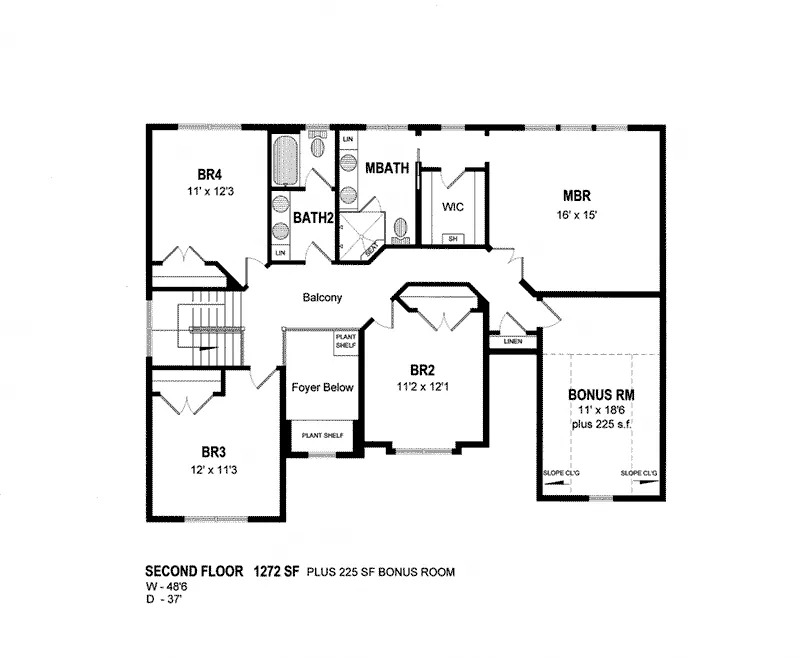 Cabin & Cottage House Plan Second Floor - Ewing Hill Traditional Home 034D-0113 - Search House Plans and More