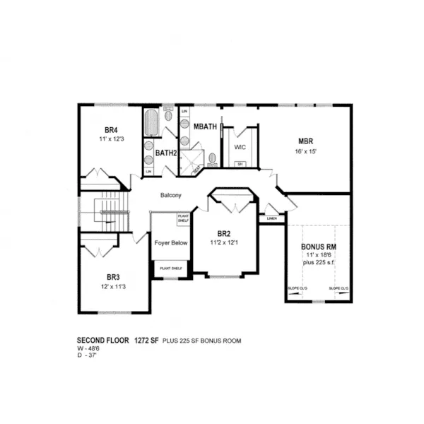 Cabin & Cottage House Plan Second Floor - Ewing Hill Traditional Home 034D-0113 - Search House Plans and More