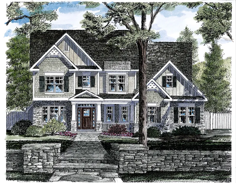 Cabin & Cottage House Plan Front of Home - Ewing Hill Traditional Home 034D-0113 - Search House Plans and More