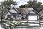 Ranch House Plan Front of Home - Florence Bend Ranch Home 034D-0114 - Search House Plans and More