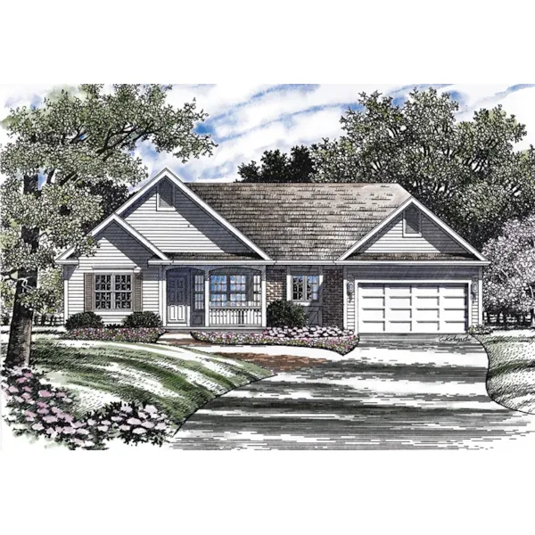 Traditional House Plan Front of Home - Florence Bend Ranch Home 034D-0114 - Search House Plans and More