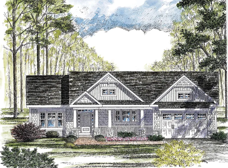 Craftsman House Plan Front of Home - Glade Spring Craftsman Home 034D-0115 - Search House Plans and More