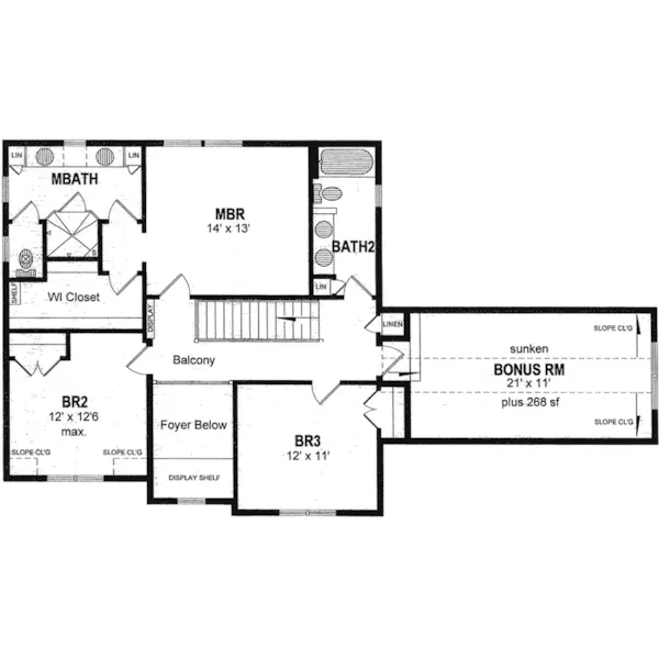 Craftsman House Plan Second Floor - Kane Circle Traditional Home 034D-0117 - Search House Plans and More