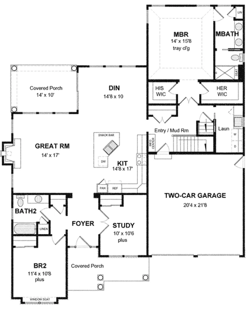 Craftsman House Plan First Floor - Hewlett Country Home 034D-0118 - Search House Plans and More