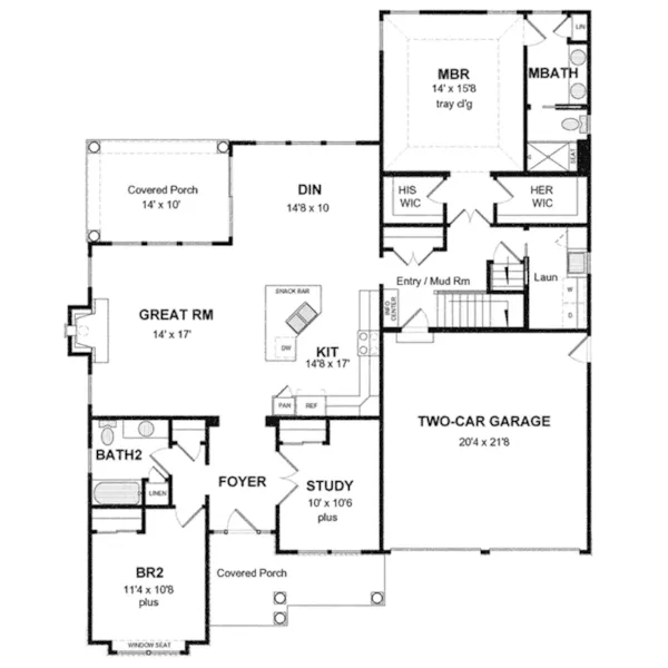 Arts & Crafts House Plan First Floor - Hewlett Country Home 034D-0118 - Search House Plans and More