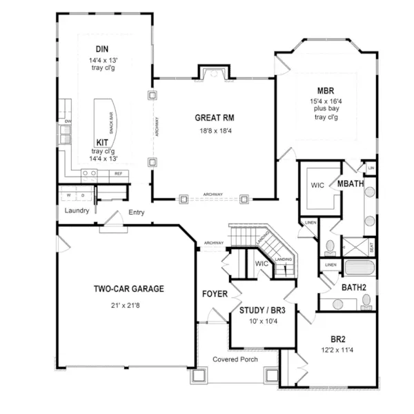 Arts & Crafts House Plan First Floor - Osborn Road Craftsman Cottage Home 034D-0119 - Shop House Plans and More