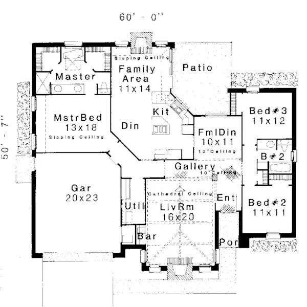 Traditional House Plan First Floor - Windcrest Ranch Home 036D-0007 - Shop House Plans and More