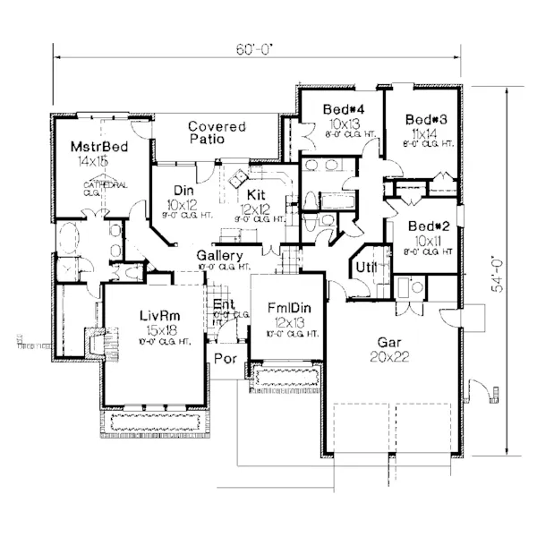 Ranch House Plan First Floor - Charlotte Falls Ranch Home 036D-0015 - Search House Plans and More