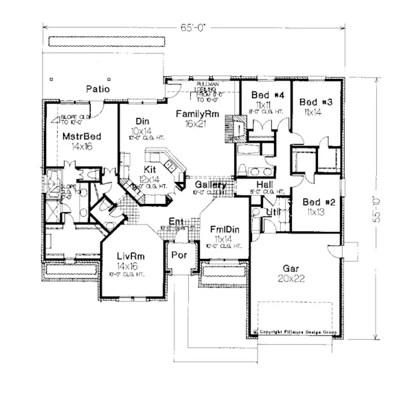 Traditional House Plan First Floor - Chantilly Traditional Ranch Home 036D-0017 - Search House Plans and More