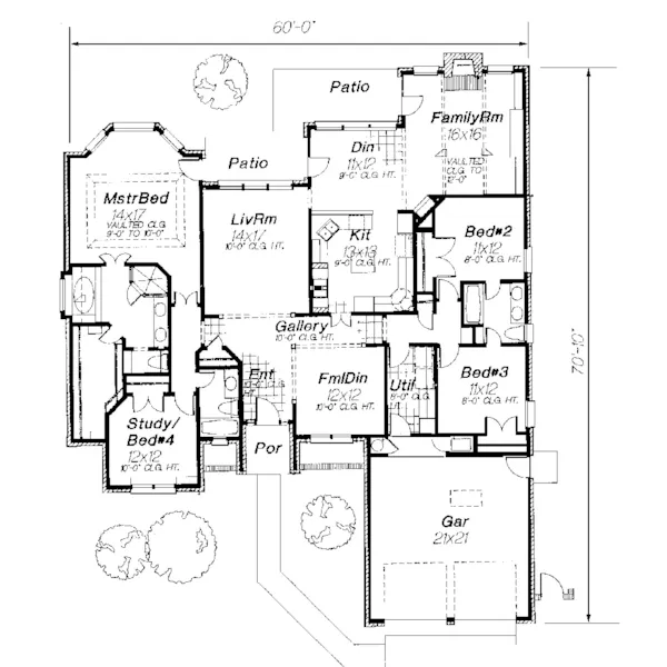 Traditional House Plan First Floor - Garrison Point Ranch Home 036D-0018 - Search House Plans and More