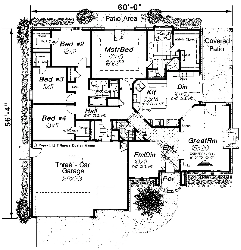 Ranch House Plan First Floor - Silent Creek Modern Ranch Home 036D-0024 - Shop House Plans and More