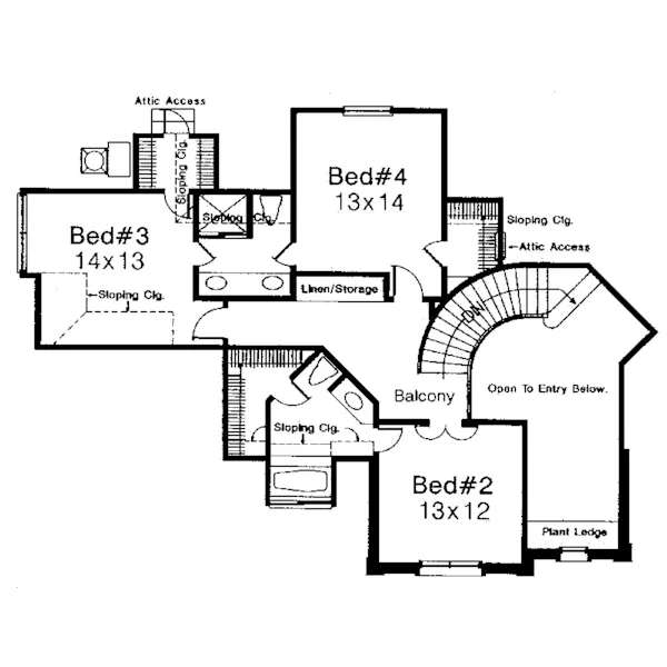 Mountain House Plan Second Floor - Mackay Traditional Home 036D-0028 - Shop House Plans and More