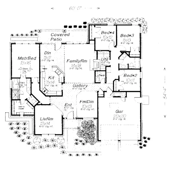 Traditional House Plan First Floor - Montvale Country Ranch Home 036D-0030 - Shop House Plans and More