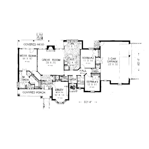 Ranch House Plan First Floor - Marengo Traditional Home 036D-0039 - Shop House Plans and More