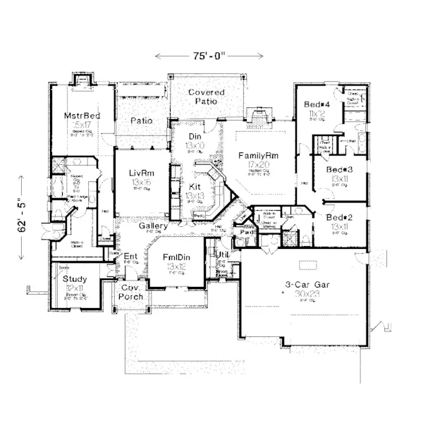 Traditional House Plan First Floor - Seymour Ranch Home 036D-0042 - Shop House Plans and More