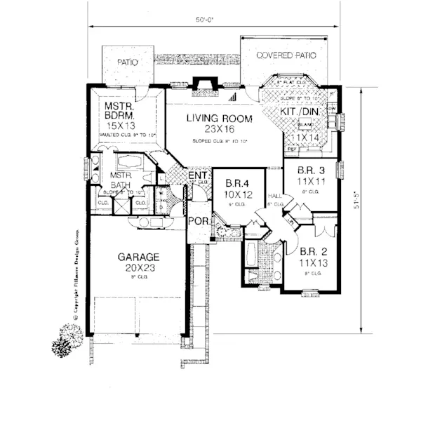 Ranch House Plan First Floor - Black Creek Ranch Home 036D-0044 - Search House Plans and More