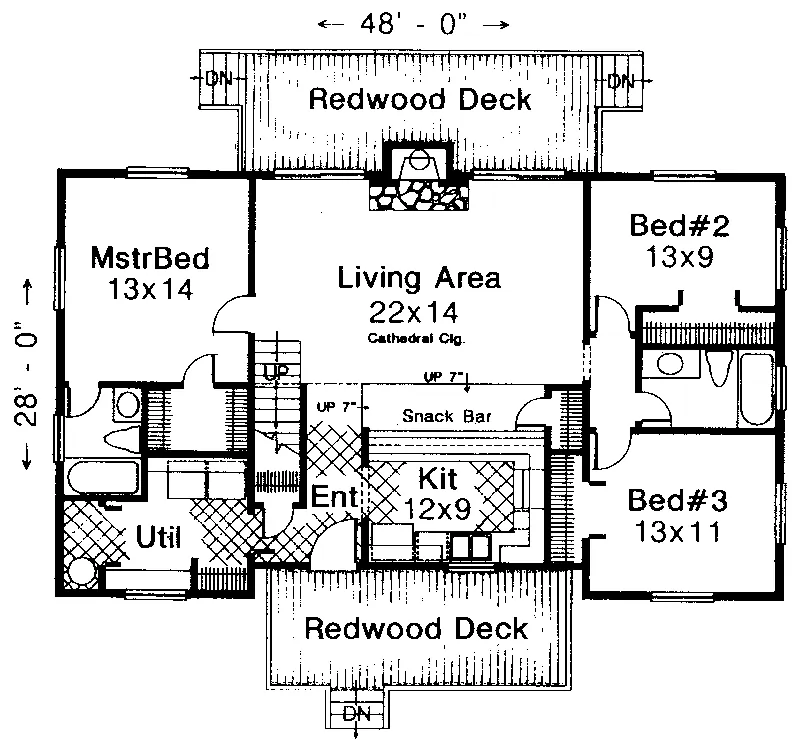 Lake House Plan First Floor - Sturgeon Bay Mountain Cabin Home 036D-0045 - Shop House Plans and More