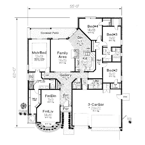 Traditional House Plan First Floor - Darien Mill English Cottage Home 036D-0052 - Search House Plans and More